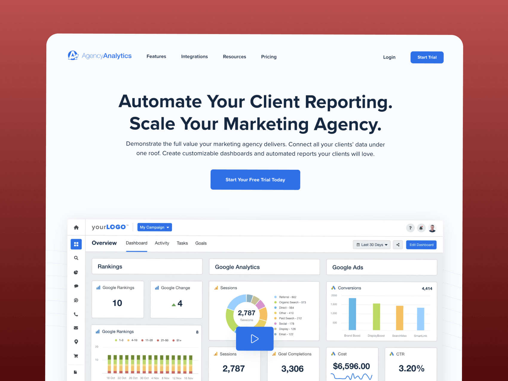 AgencyAnalytics website redesign